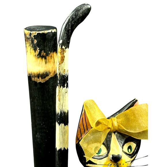 Whimsical Black Cat Hand Made Paper Towel Holder Exceptional Halloween Decor - Picture 3 of 6